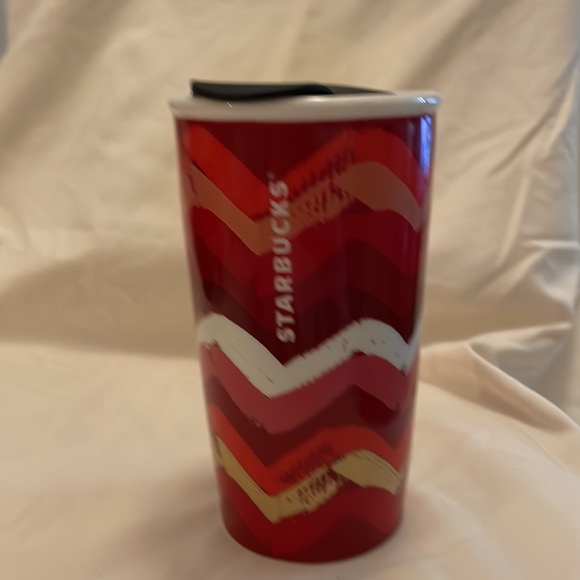 STARBUCKS VINTAGE 2014 ZIG-ZAG 10oz DOUBLE WALLED CERAMIC TUMBLER. - Picture 8 of 9